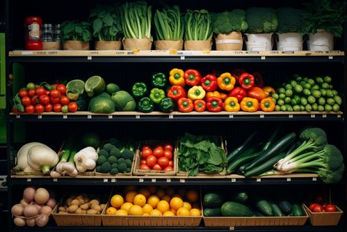 绿意盎然 农产品新鲜蔬菜货架摄影艺术
